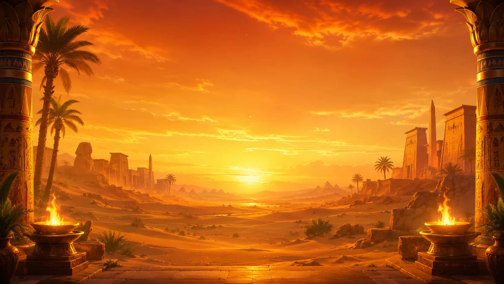 Book of Golden Sheba — خلفية غروب المعبد الصحراوي