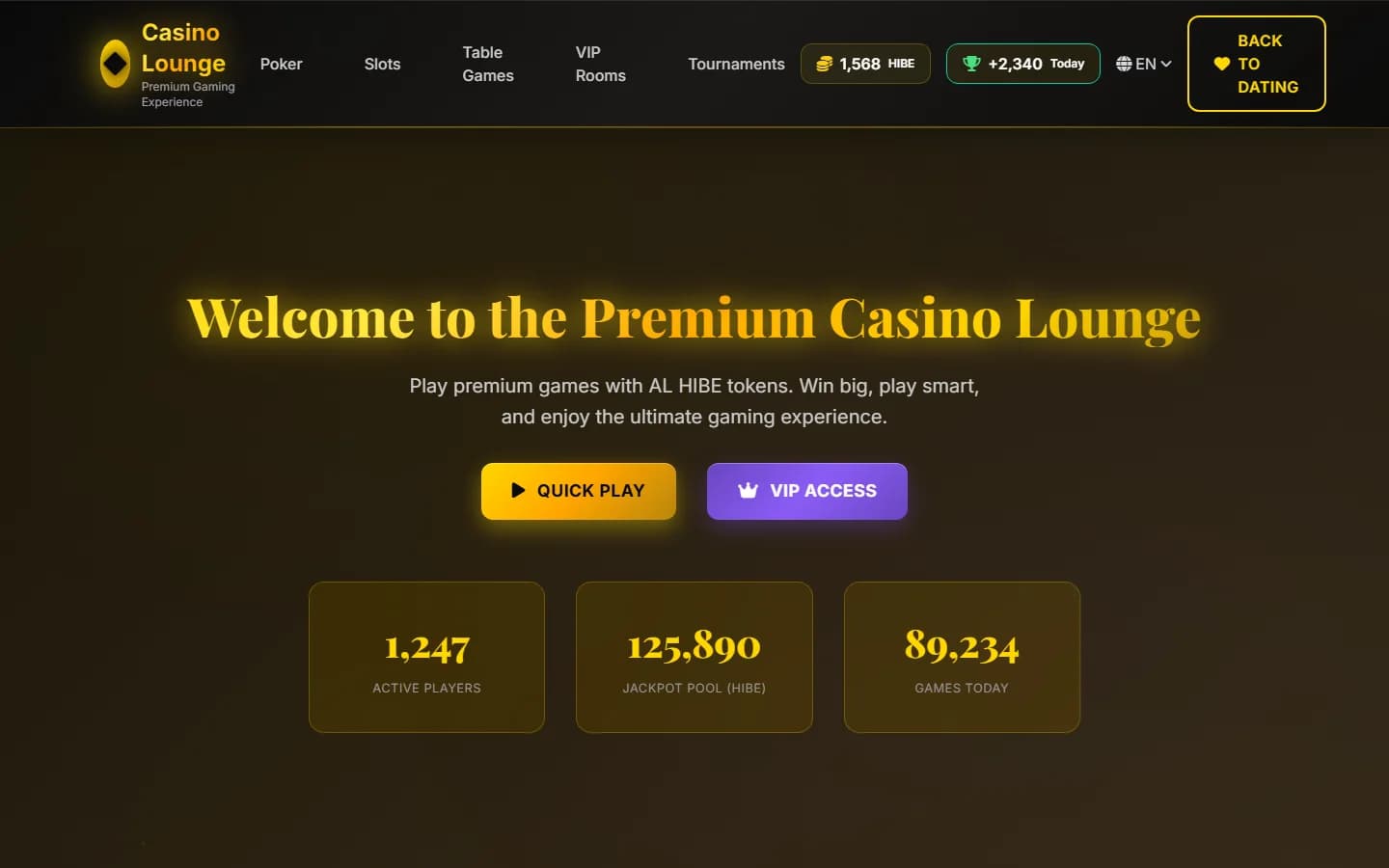 Casino Lounge — módulo de juego premium de Qamar Live