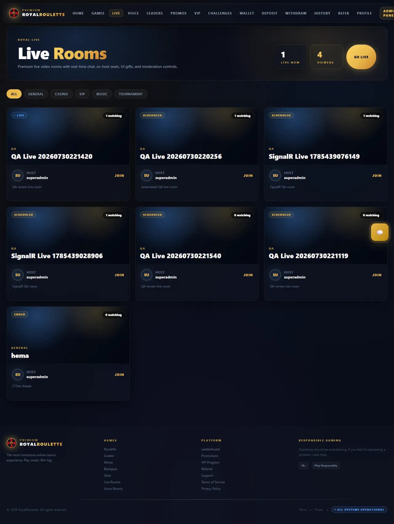 Live discovery page